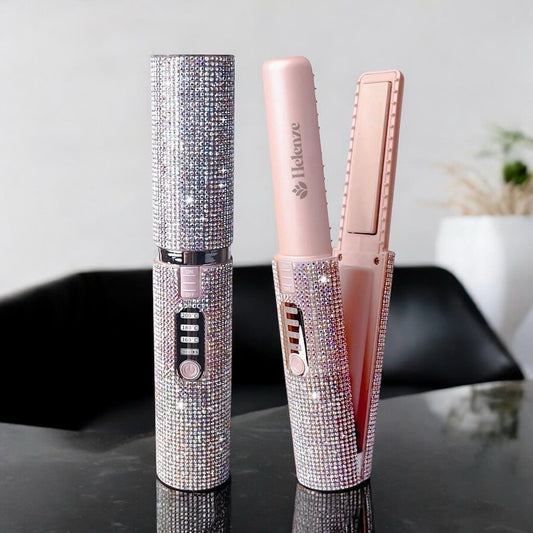 Mini Lisseur Sans Fil 2-en-1  « Diamond Touch » - USB & Brosse Coiffante